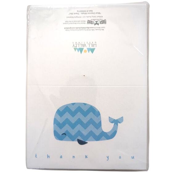 Blue Chevron Whale Baby Thank You Cards 48 Count NEW HILL VALLEY GREETINGS - Picture 1 of 5